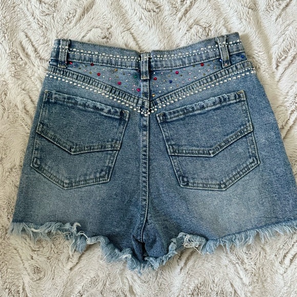 Denim Rhinestone Shorts - Picture 4 of 6